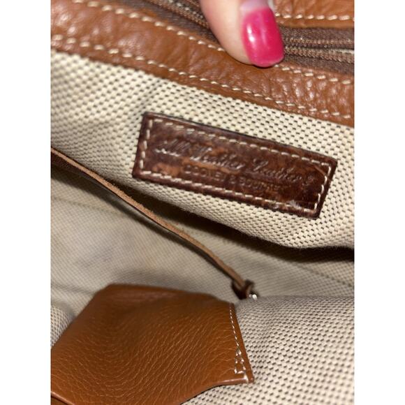 Dooney & Bourke tan saddle slim flap bag All-Weather Leather EXCELLENT COND - Picture 12 of 13
